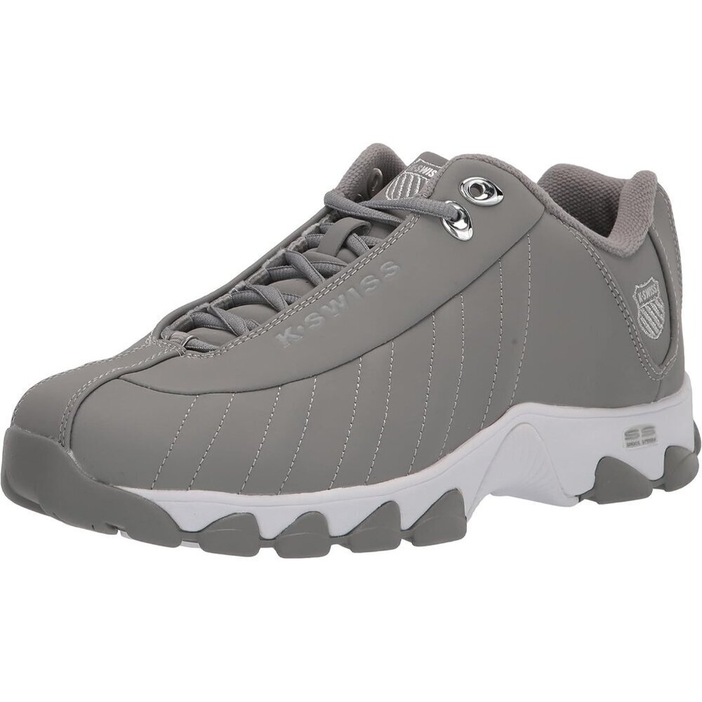 K-Swiss Men's Gray/Silver Wide Tennis Dad Walking Leather Upper Sneaker Shoes